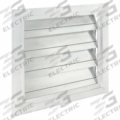 Dayton 22.75"H-W 4.5"L Aluminum Backdraft Dampr: For 20 in Fan, Single Panel, 22 3/4 in H - Wall-Mount Backdraft Dampers