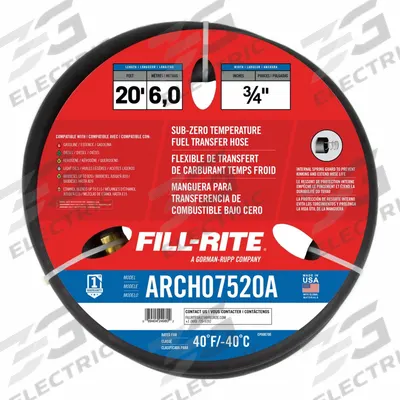 FILL-RITE Discharge Hose: Discharge Hose, 3/4 in x 20 ft, Neoprene, Nitrile, Brass - Discharge Hoses for Fuel Transfer Pumps