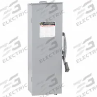 SQUARE D Safety Switch: Non-Fusible, 100 A, Single Phase, 240V AC, Galvanized Steel, Indoor/Outdoor (MPN DTU223RB). Key specifications — attr867131: SQUARE D.