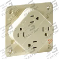 BRYANT Receptacle: Quad, 5-15, Ivory, 125V AC, 15 A, 2 Pole / 3 Wire (MPN 1254SIA)