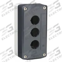 SCHNEIDER ELECTRIC Push Button Enclosure: 22mm, 3 Holes, Non-Metallic, NEMA 13/4X (MPN XALD03H7). Key specifications — Brand: SCHNEIDER; Environments & Applications: Oil-Tight and Dust-Tight.