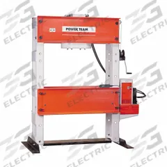 POWER TEAM H Frame Press 100T: Electric, H-Frame, 100 ton, 120V AC (MPN SPE10010R). Key specifications — attr1088191: 110 V; attr1088151: POWER TEAM.