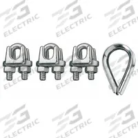 RONSTAN Wire Rope U-Bolt Clip and Thimble Kit: 5/16 in Compatible Rope Dia, 1 Thimbles Included (MPN ID003404-08). Key specifications — Clip Material: Stainless Steel; Thimble Material: Stainless Steel; Brand: RONSTAN.