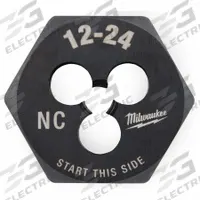 MILWAUKEE Hex Threading Die: #12-24 UNC, 1 in Hex Wd, Black Oxide Carbon Steel (MPN 49-57-5330)