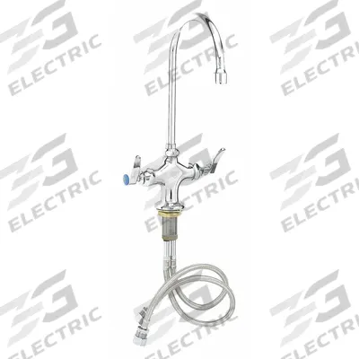 T&S BRASS Gooseneck Bar Faucet: Single-Post, Deck, Brass, 8.67 gpm Flow Rate - Single-Post Bar Sink Faucets