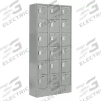 LOCKUP Box Locker: 36 in x 18 in x 82 in, 6 Tiers, 3 Units Wide, Louvered, Electronic Keypad, Gray (MPN LUPE-3W6T-LV1S-02-31-A). Key specifications — Locker Color: Gray; Door Type: Louvered; Brand: LOCKUP; Assembled: Assembled; Color Family: Gray.