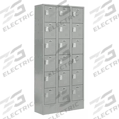 LOCKUP Box Locker: 36 in x 18 in x 82 in, 6 Tiers, 3 Units Wide, Louvered, Electronic Keypad - Louvered Metal Box Lockers
