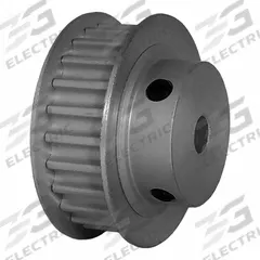 DAYTON Timing Pulley: Modified Curvilinear, Fixed, For GT Timing Belt Section, For 9 mm Belt Wd (MPN 24-5P09-6FA3). Key specifications — Brand: DAYTON; Finish: Clear Anodized; For Belt Series: Powerhouse®.