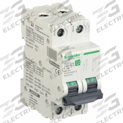 SCHNEIDER Supplementary Protector: 32 A Amps, 500V DC, 5kA at 250V DC, Screw Clamp - DC-Only Rated, 2-Pole UL1077 DIN Rail-Mount Supplementary Protectors