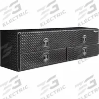 BUYERS PRODUCTS Contractor: Truck Box with Drawers, Single Flip-Up Door Lid, T-Handle Compression (MPN 1721678). Key specifications — Brand: BUYERS PRODUCTS; Color: Gloss Black; Lock Type: Keyed.