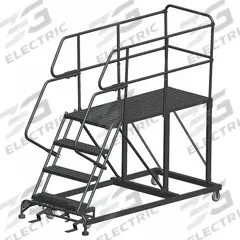 BALLYMORE Mobile Work Platform: 3.3 ft Platform Ht - Max, 24 in x 72 in, Steel, 800 lb Load Capacity (MPN SEP4-2472). Key specifications — Folding: Not Foldable; Mobility: Rolling; Brand: BALLYMORE; Color: Gray; Height Adjustability: Fixed Height; Includes Handrails: Handrails Included; Locking Mechanism: Foot-Activated Step Lock; Handrails: Includes Handrails.
