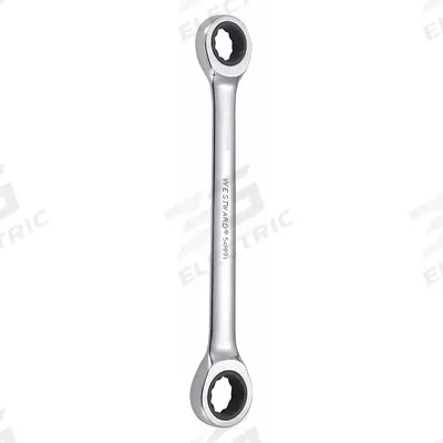 WESTWARD Box End Wrench: Alloy Steel, Chrome, 16 mm_18 mm Head Size, 8 1/4 in Overall Lg - Metric, Double End, 12-Point, Ratcheting Box End Wrenches