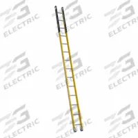 WERNER Straight Ladder: 14 ft Ladder Size, Fiberglass, 375 lb Load Capacity, 32 lb Wt, 14 Rungs (MPN M7114-1). Key specifications — Color: Yellow; Brand: WERNER; Included Features: Side Rail Bumpers; Shoe Type: Slip-Resistant.