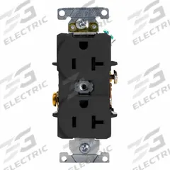 LEVITON Duplex Receptacle Outlet: Duplex, 5-20, Black, 125V AC, 20 A, 2 Pole / 3 Wire (MPN 5352-E)
