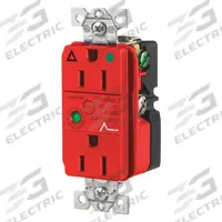 BRYANT Receptacle: Hospital Grade, Duplex, 5-15R, Red, 125V AC, 15 A, 2 Pole / 3 Wire (MPN SP82IGRA)