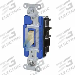 HUBBELL Wall Switch: Toggle Switch, Single Pole, Maintained, Ivory, 120/277V AC, 15 A (MPN HBL1201STILI). Key specifications — Illuminated: Yes; Voltage Rating: 120/277V AC.