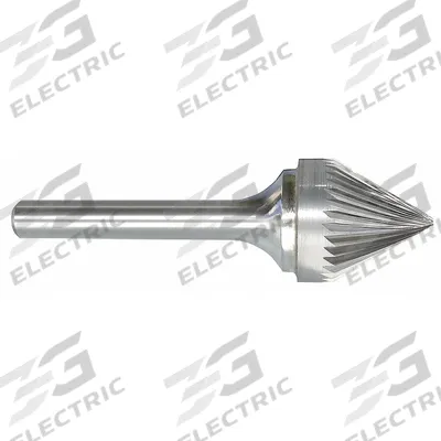 APPROVED VENDOR Carbide Bur: 60° Cone, SJ-1, Single Cut, 1/4" x 3/16" Head - Single-Cut 60-Degree Cone Burs