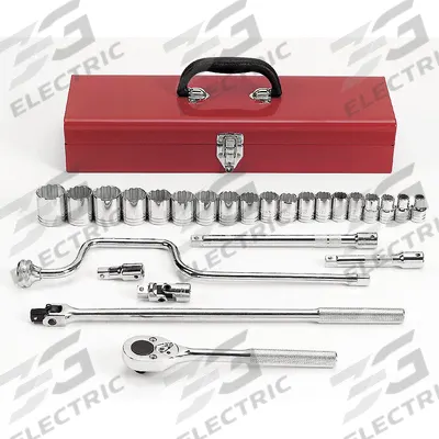 PROTO Socket Wrench Set: 1/2 in Drive, 26 Piece, 12-Point, SAE - SAE Socket Sets with Drive Tools
