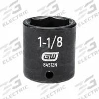 GEARWRENCH General Purpose Impact Sockets: 1/2 in Drive Size, SAE, 1 1/8 in Socket Size, 6-Point (MPN 84512N). Key specifications — attr1215501: GEARWRENCH; attr1215515: Black Oxide; attr1215518: 1-1/8 in.