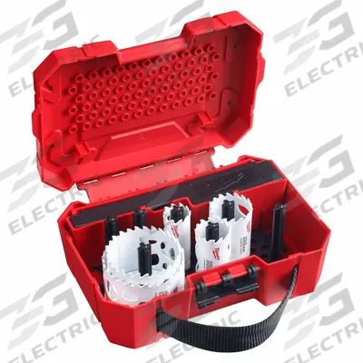 MILWAUKEE Hole Saw Kit: 9 Pieces, 1 5/8 in Max. Cutting Dp, Carbide Tipped - Multi-Material-Cutting Hole Saw Kits