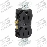 HUBBELL Receptacle: Duplex, 5-15, Black, 125V AC, 15 A, 2 Pole / 3 Wire (MPN CR15BLK)