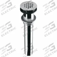 SLOAN Sink Drain: Brass, Chrome, 8 1/2 in Overall Ht, 1 1/4 in Overall Dia, Threaded (MPN 0365036PK). Key specifications — Product Type: Sink Drain; Brand: SLOAN; Finish: Chrome; Material: Brass; Includes Overflow: No; Includes: Grid Stainer Assembly, Rubber Gasket, Slip Washer, Flange Nut.