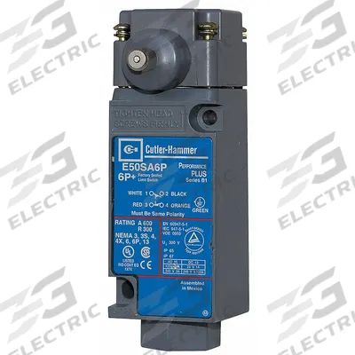 EATON Plunger Limit Switch: Plunger Actuator, Maintained, Metallic, 8 ozf Op Force - Min - Side-Mount Plunger Limit Switches