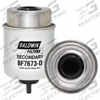 BALDWIN FILTERS Fuel Filter: Cartridge, 5 1/4 in Overall Lg, 3 5/16 in Outside Dia, Cellulose (MPN BF7673-D). Key specifications — attr1137520: BF7673-D; attr1137521: FS19831; attr434022: BALDWIN FILTERS; attr427730: Cellulose; attr427731: Attached Grommet; attr1017112: Buses; attr1017113: John Deere.