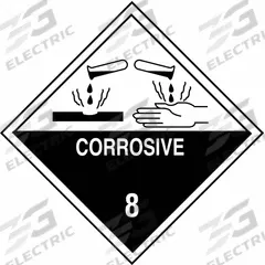 TAPECASE DOT Container Label: Corrosive, 4 in x 4 in, 4 in Label Ht, 4 in Label Wd, Paper, 50 PK (MPN 16U955). Key specifications — Brand: TAPECASE; Message: Corrosive.
