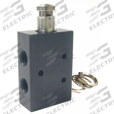 PNEUMADYNE INC Manual Air Control Valve: Five-Way / Two-Position, 1/8 in NPT, Button, Aluminum - Pneumadyne 45 Series Manual Air Control Valves