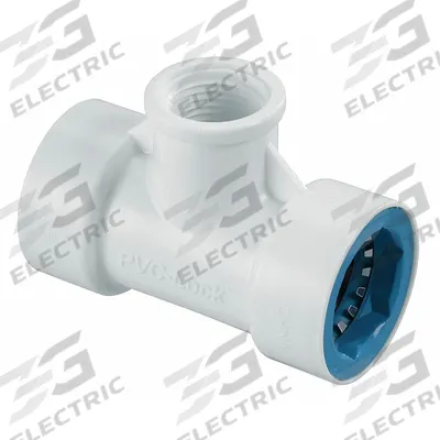 HYDRORAIN Tee: 3/4" Push x 3/4" Push x 1/2" FPT, ABS Plastic - Irrigation Tee Fittings