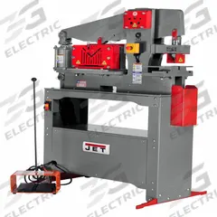 JET Ironworker: 115V AC /Single-Phase, 4 Stations, 45 Tonf Hydraulic Force, 14 A Current, 756100. Key specifications — attr66091: 3/8 in x 4 in; attr69797: Flat Shear; attr67058: 1 in; attr66073: 756100; attr66076: JET.