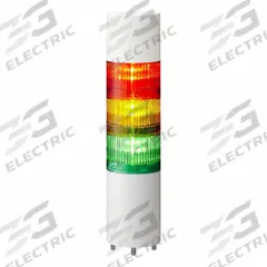 PATLITE Tower Light Assembly: 3 Tier, Sounder Tier Included, IP54, Amber/Green/Red, Direct Wire (MPN LR6-302WJBW-RYG). Key specifications — Manufacturer Part Number: LR6-302WJBW-RYG; Brand: PATLITE; Operating Voltage: 24V DC; Light Tier Color: Green.