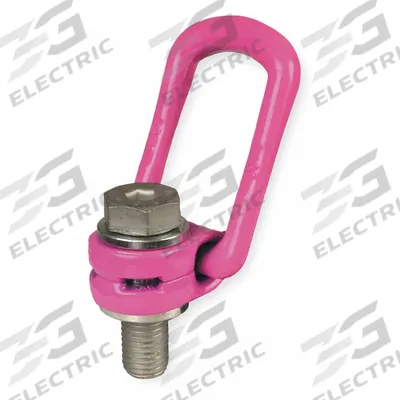 RUD CHAIN Hoist Ring: Pivot/Swivel, Steel w/Pink Powder-Coated Bail, 1"-8, Max. 8,820 lb - Pivot & Rotate Hoist Rings
