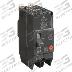 GE Molded Case Circuit Breaker: 60 A Amps, 14kA at 277/480V AC, Fixed, Lug, Any (MPN TEY260). Key specifications — Series: TEY; Max. AIR Rating: 14kA at 277/480V AC; Instantaneous Trip: Fixed; Terminal Connection: Lug; Phase Connection: Any.