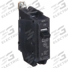 GE Miniature Circuit Breaker: THQB, 40 A, 120/240V AC, Single Phase, 10kA at 120/240V AC, Std (MPN THQB1140). Key specifications — attr195972: 40 A; attr195973: 120/240V AC; attr195974: Single; attr195975: 10kA at 120/240V AC; attr195976: Load Centers.
