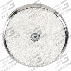 OATEY Cover: 5 1/4 in Overall Dia, 1/4 in Overall Ht, Plastic, Chrome, Silver, Screw-In (MPN 34406). Key specifications — Color: Silver; Resistance Properties: Corrosion-Resistant; Brand: OATEY; Finish: Chrome; Includes: Screws.