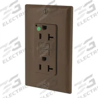 LEVITON GFI Receptacle: Hospital Grade Fed. Spec., Decorator Duplex, 5-20R, Brown, GFCI, 125V AC (MPN GFNT2-HG)