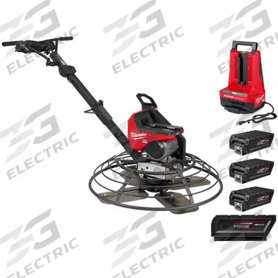 MILWAUKEE Edging Trowel Kit and Battery: 36 in Ring Dia, 14 in Lg, 8 in Wd, Electric (MPN MXF336-3HD - Battery-Powered Concrete Trowels