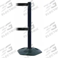 TENSABARRIER Barrier Post with Belt: Black, No Pattern, No Legend, 7 1/2 ft Belt Lg, Black (MPN 886T2-33-STD-NO-B9X-C). Key specifications — Base Material: Rubber; Belt Color: Black; Brand: TENSABARRIER; Post Material: Plastic; Post Color: Black; Message: No Legend.
