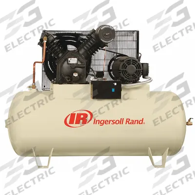 INGERSOLL RAND Electric Air Compressor: 10 hp, 2 Stage, Horizontal, 120 gal, 35 cfm - Splash Lubricated Stationary Electric Air Compressors