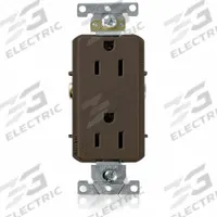 LEVITON Receptacle: Decorator Duplex, 5-15, Brown, 125V AC, 15 A, 2 Pole / 3 Wire (MPN 16242)