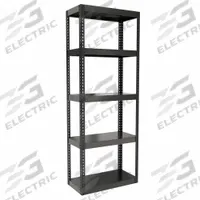 HALLOWELL Boltless Shelving: Standalone, Extra-Heavy-Duty, 36 in x 18 in, 96 in Overall Ht, Steel (MPN HCR361896-5ME). Key specifications — Finish: Powder Coated; Maximum Post Load Capacity: 6,000 lb with Beams Evenly Spaced at 21 in; Decking Material: Steel; Color: Black; Beam Profile: Angle; Brand: HALLOWELL; Side Panel: Open.