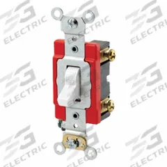 LEVITON Wall Switch: Toggle Switch, Single Pole, Maintained, White, 120/277V AC, 20 A (MPN 1221-2W). Key specifications — Illuminated: No; Voltage Rating: 120/277V AC.