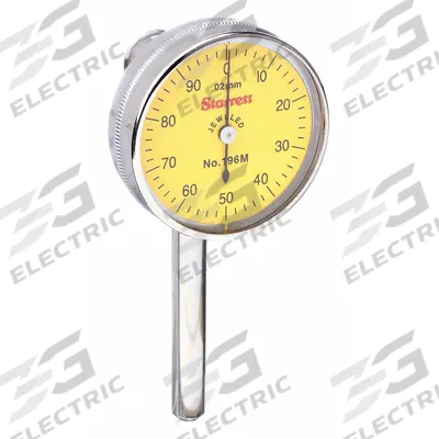 STARRETT Back Plunger Dial Indicator: 0 in to 0 mm to 5 mm, Metric, Back Plunger - Continuous Reading Flat Back Dial Indicators