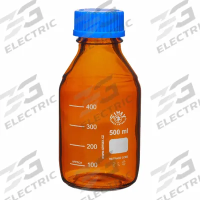 APPROVED VENDOR Media Bottle: 500 mL, Screw-On, GL-45, 182 mm, Amber, Drip-Free Ring - Glass Lab Media Bottles