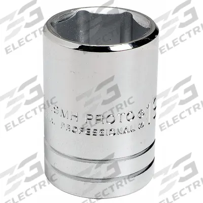 PROTO Socket: Metric, 1/2 in Drive Size, 14 mm Socket Size, 6-Point, Std, Chrome - 1/2" Drive Hand Sockets