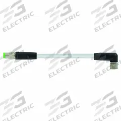Cordset: M8 Male Straight X M8 Female Right Angle, 3 Pins, Gray, PUR, 3 m Cable Lg, 24 AWG Wire Size (MPN 7000-88021-2300300). Key specifications — Cable Jacket Color: Gray; End 1 Mounting Orientation: Straight; End 1 Gender: Male; End 1 Connection Type: M8; Cable Jacket Material: PUR; Brand: MURRELEKTRONIK; IP Rating: IP66K; End 2 Connection Type: M8.