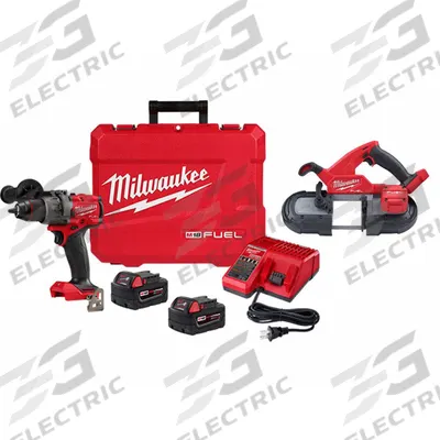 MILWAUKEE Hammer Drill and Band Saw Kit: 2 Tools, Hammer Drill/Portable Band Saw - Milwaukee 18V Cordless Tool Combination Kits