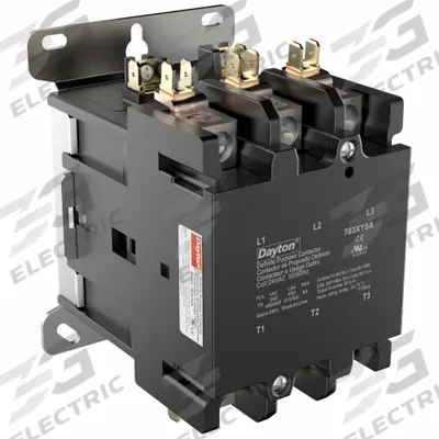Dayton Definite Purpose Magnetic Contactor: 3 Poles, 24V AC, 75 A - Non-Reversing Definite Purpose Contactors
